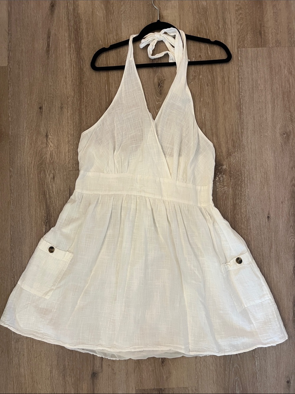 American Eagle Outfitters White Halter V-Neck Mini Dress